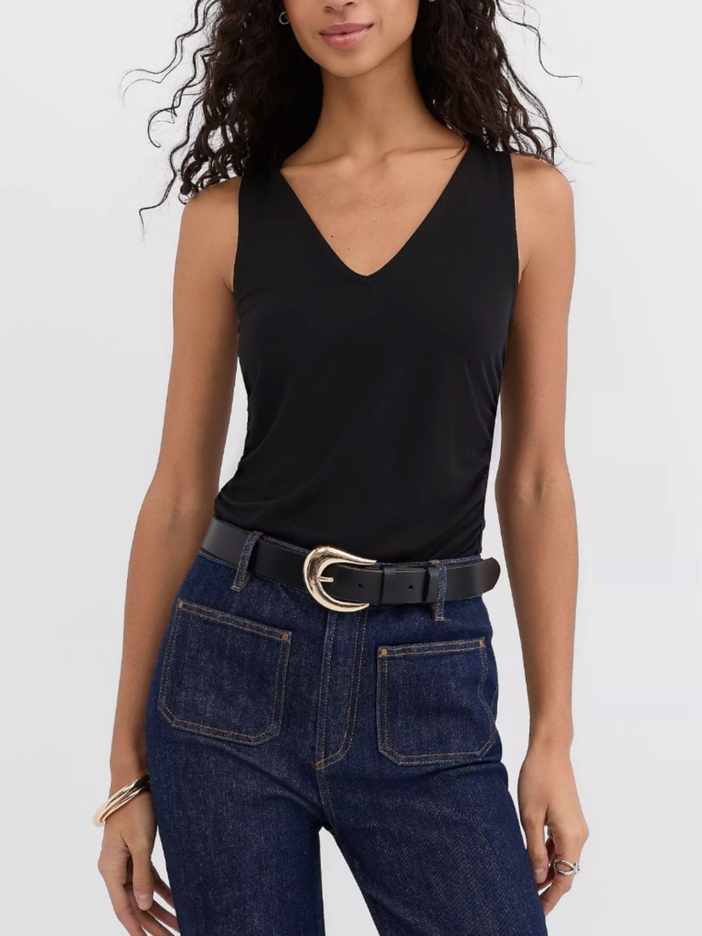 LOFT Black V-Neck Cotton Tank